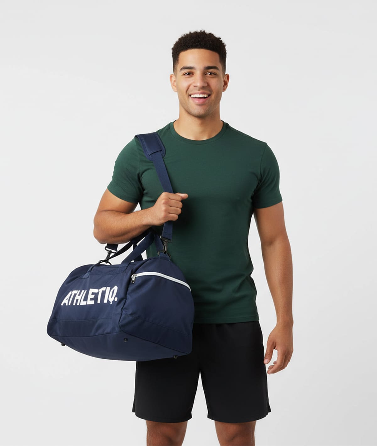 Unisex Blue Duffle Bag with Shoe Compartment - Image 2