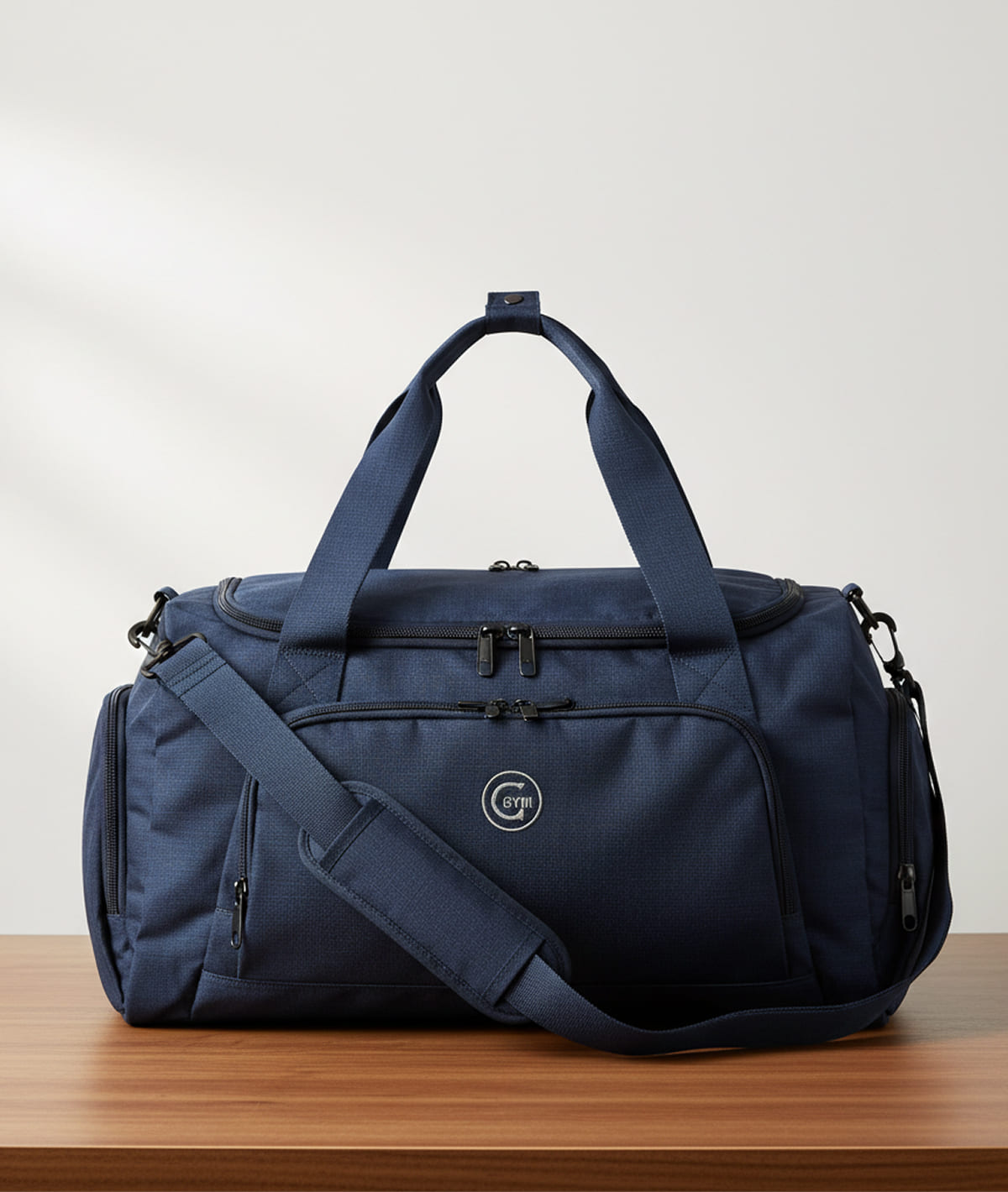 Unisex Blue Duffle Bag with Shoe Compartment - Image 3