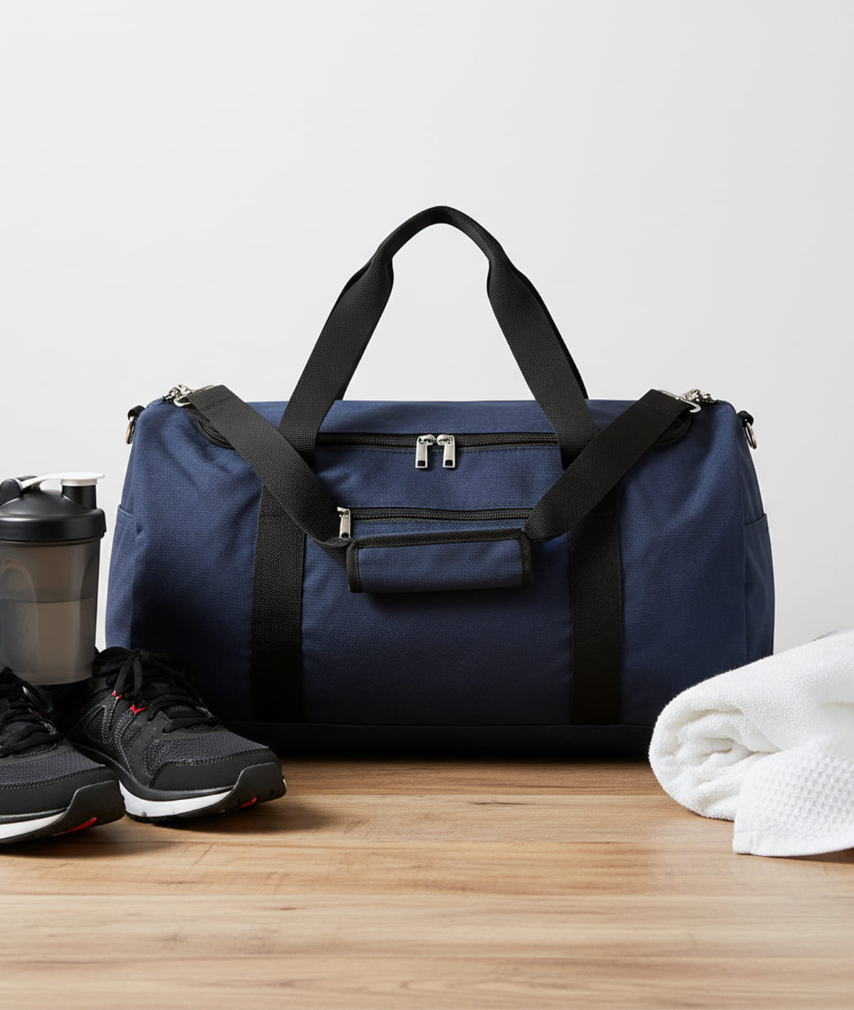 Unisex Blue Duffle Bag with Shoe Compartment - Image 5