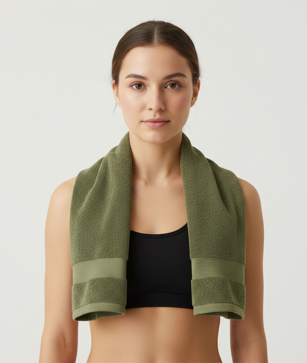 Cotton Gym Olive Color Towel - Image 2