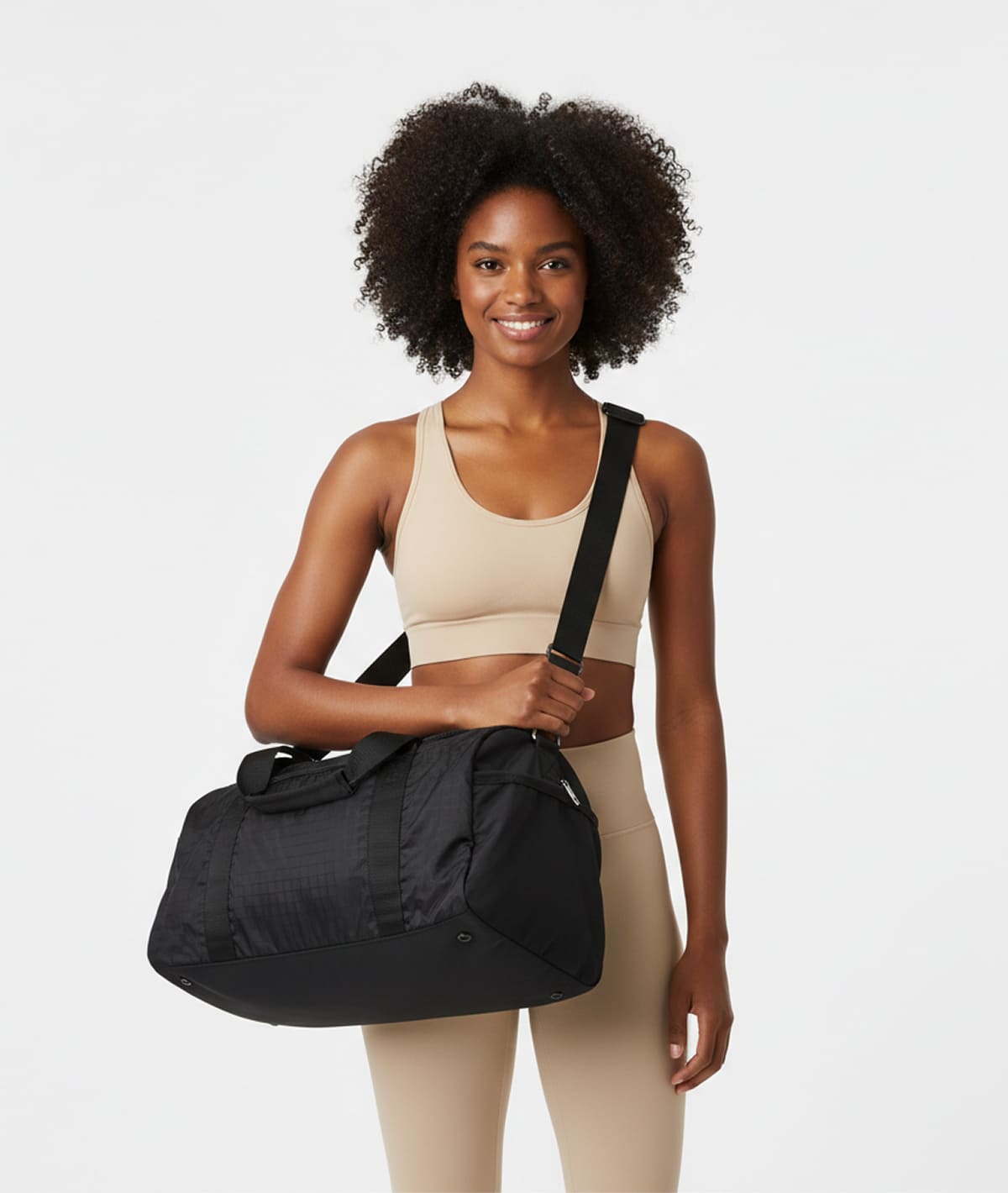 Unisex Black Duffle Bag with Shoe Compartment - Image 2