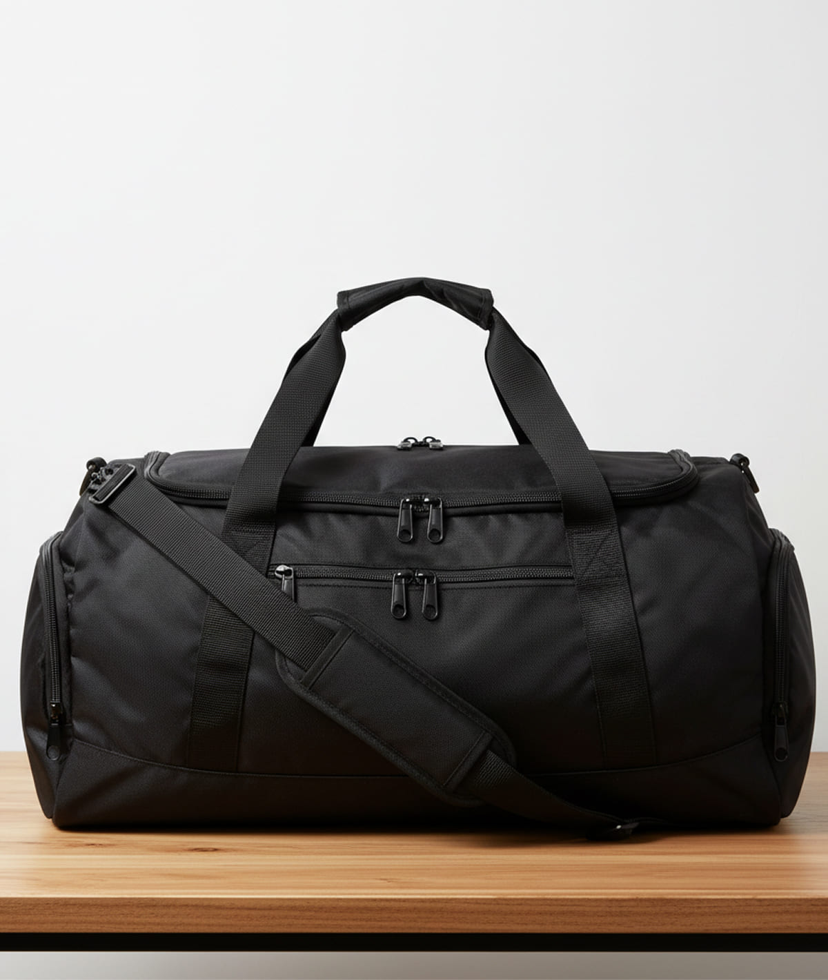 Unisex Black Duffle Bag with Shoe Compartment - Image 5