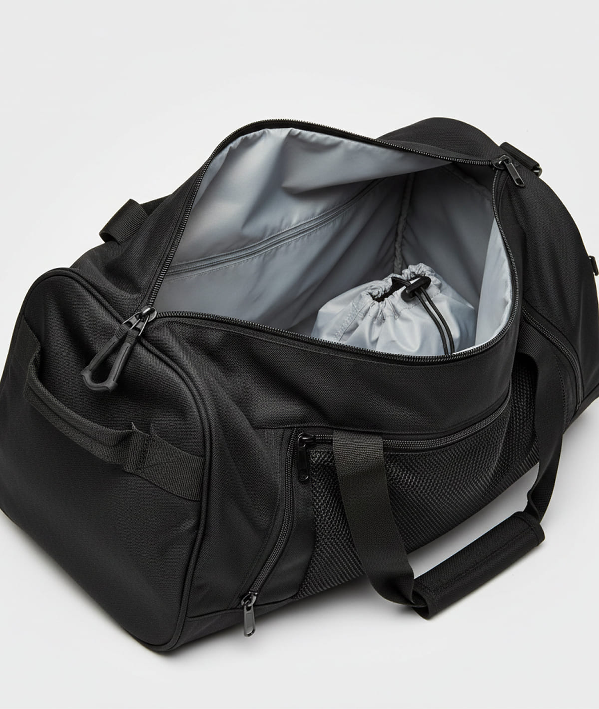 Unisex Black Duffle Bag with Shoe Compartment - Image 4
