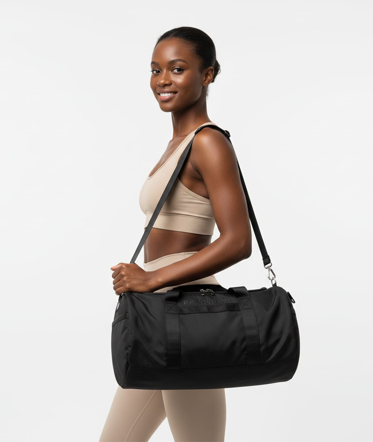 Unisex Black Duffle Bag with Shoe Compartment