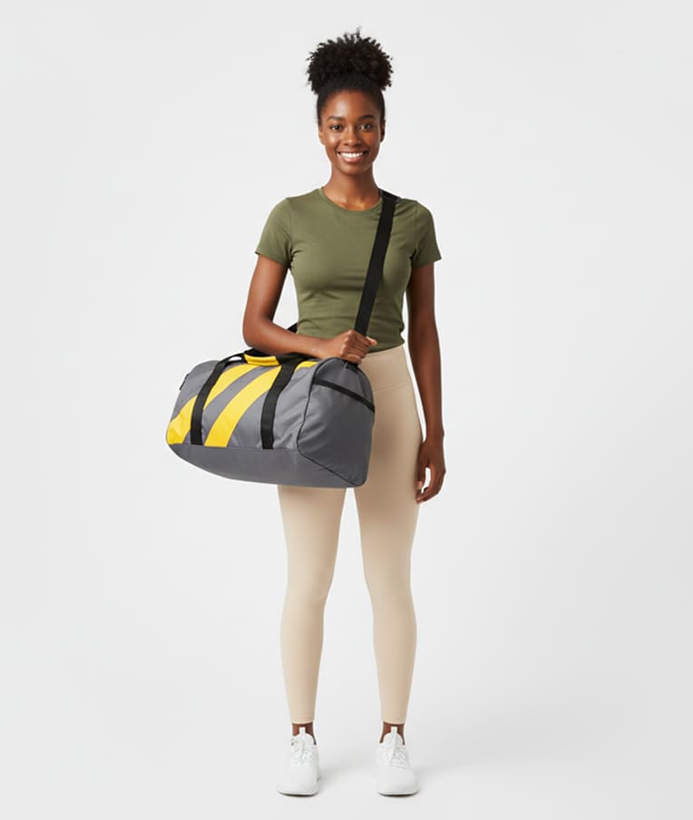 Unisex Grey Duffle Bag with Shoe Compartment - Image 5