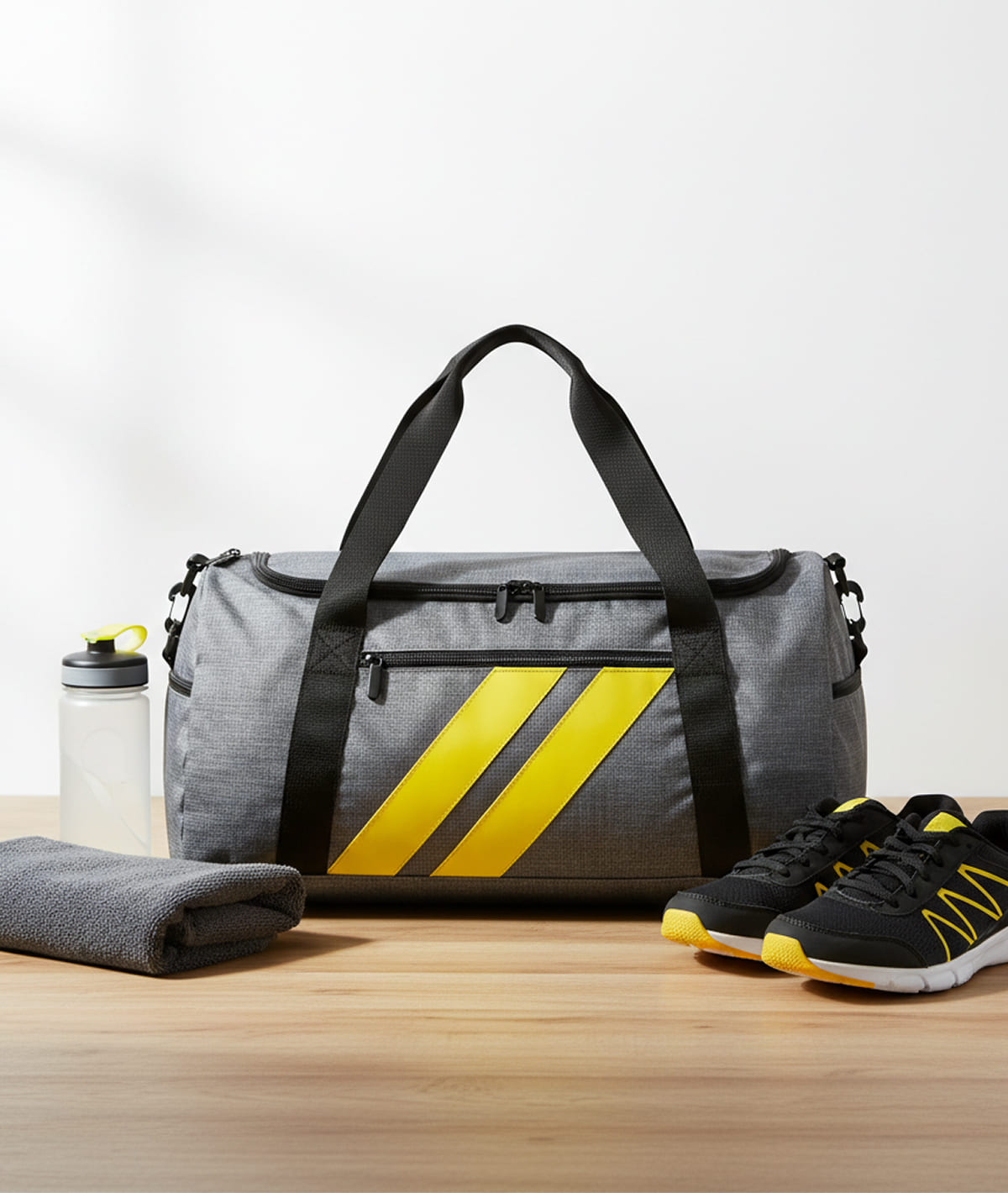 Unisex Grey Duffle Bag with Shoe Compartment - Image 2