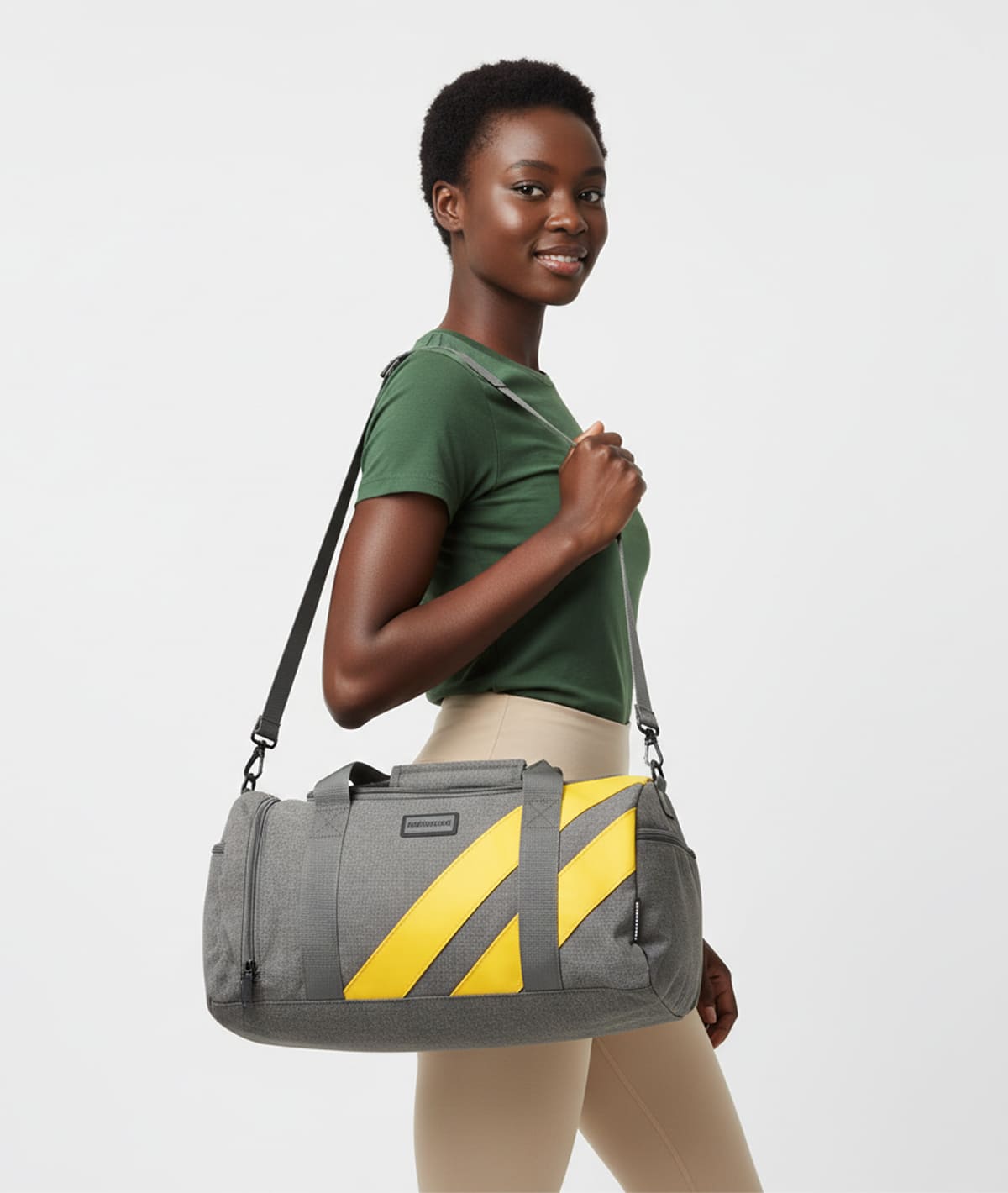 Unisex Grey Duffle Bag with Shoe Compartment