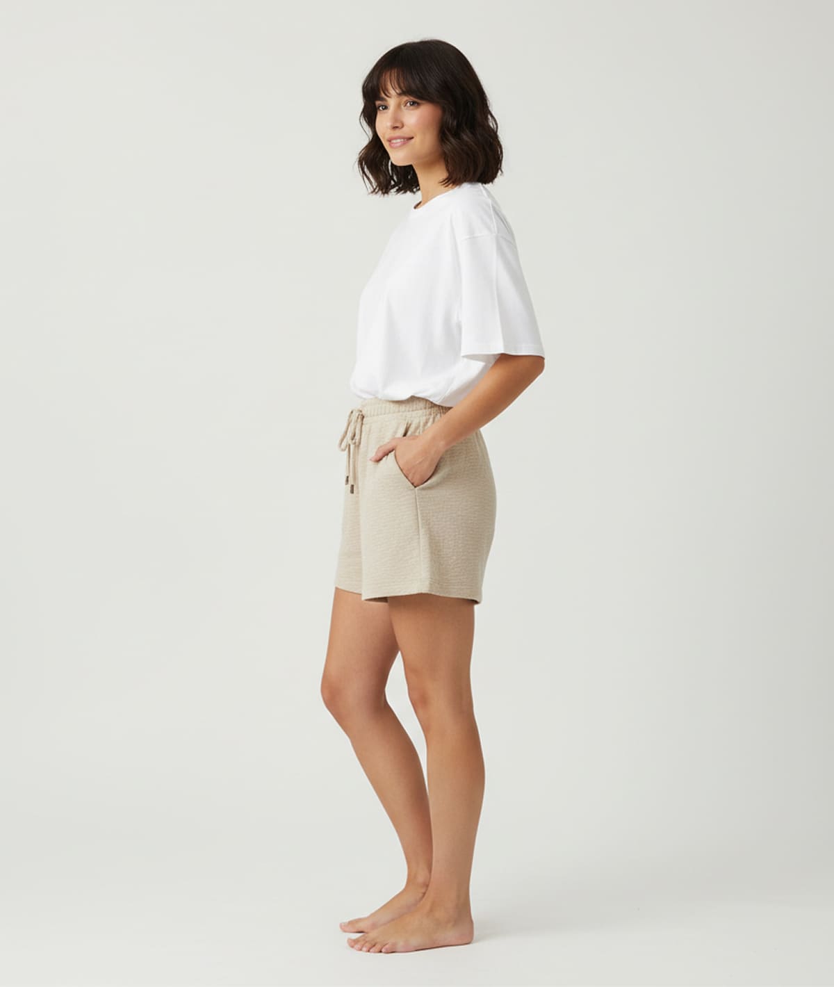 Women Solid Regular Fit Shorts with White T-shirts - Image 2