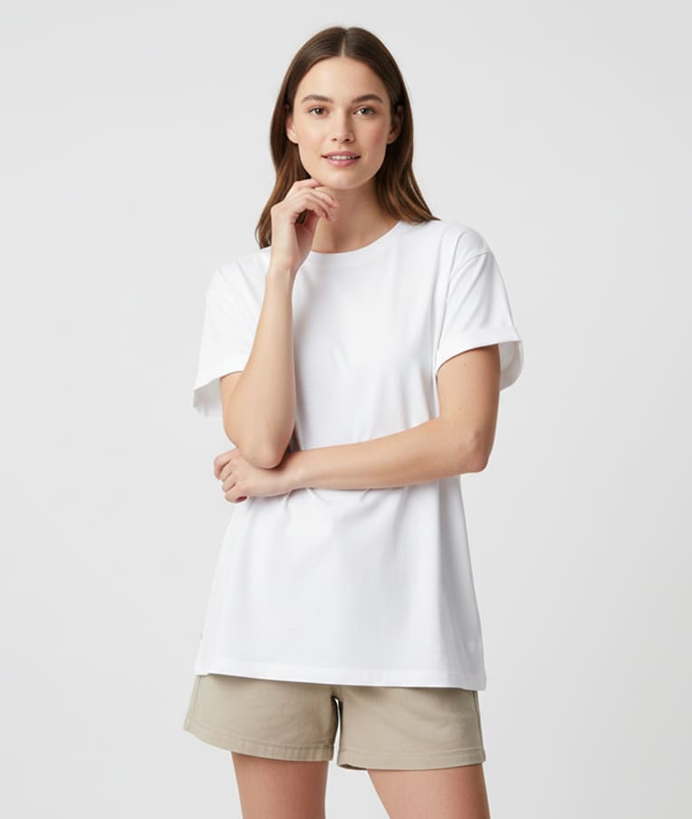 Women Solid Regular Fit Shorts with White T-shirts