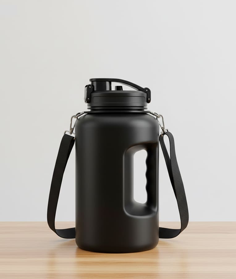 Black Steel Shaker Bottle 700 ml with Bottom Opener - Image 2