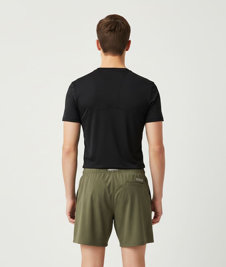 Men Solid Slim Fit Sports Olive Shorts - Image 4