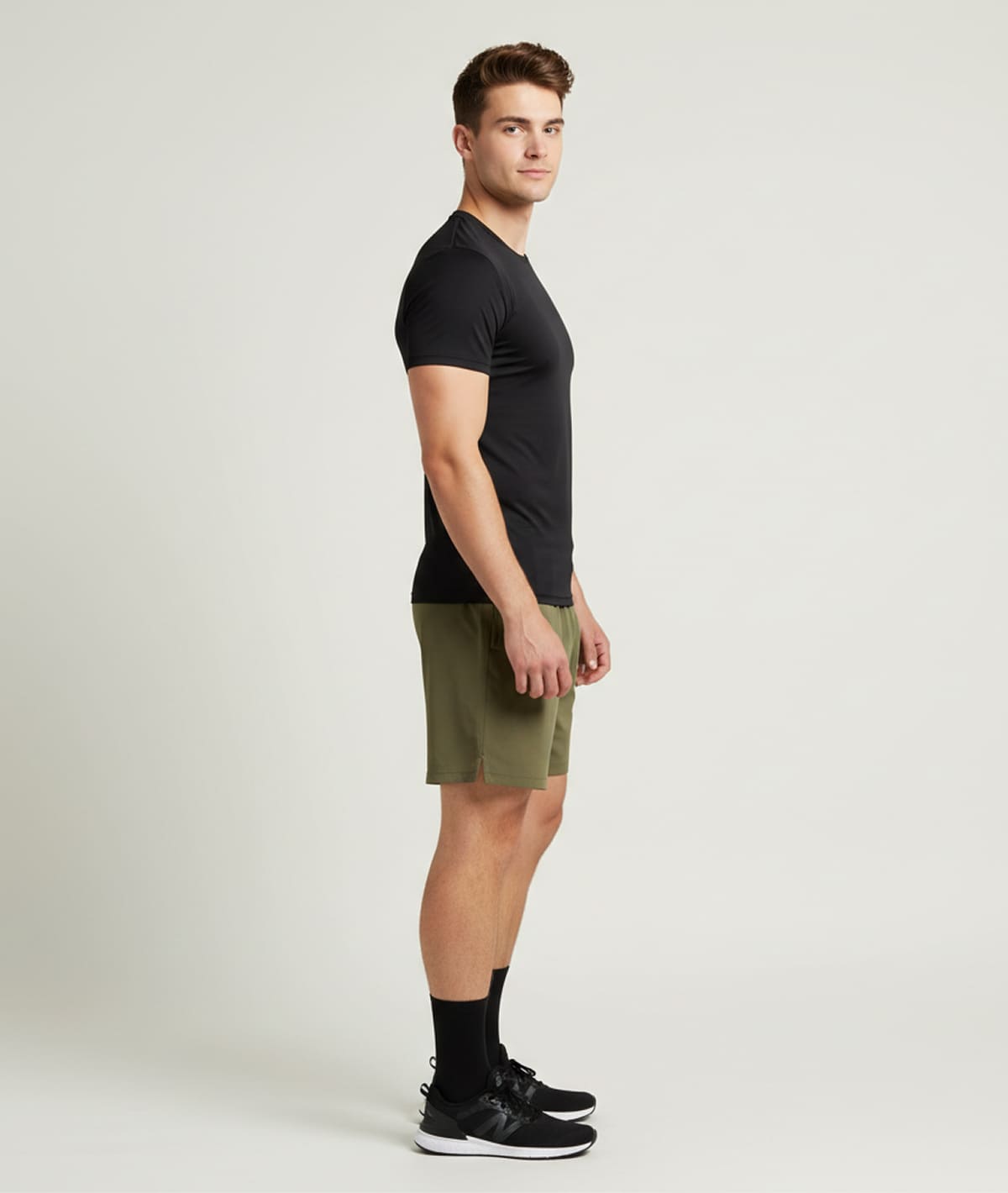 Men Solid Slim Fit Sports Olive Shorts - Image 5