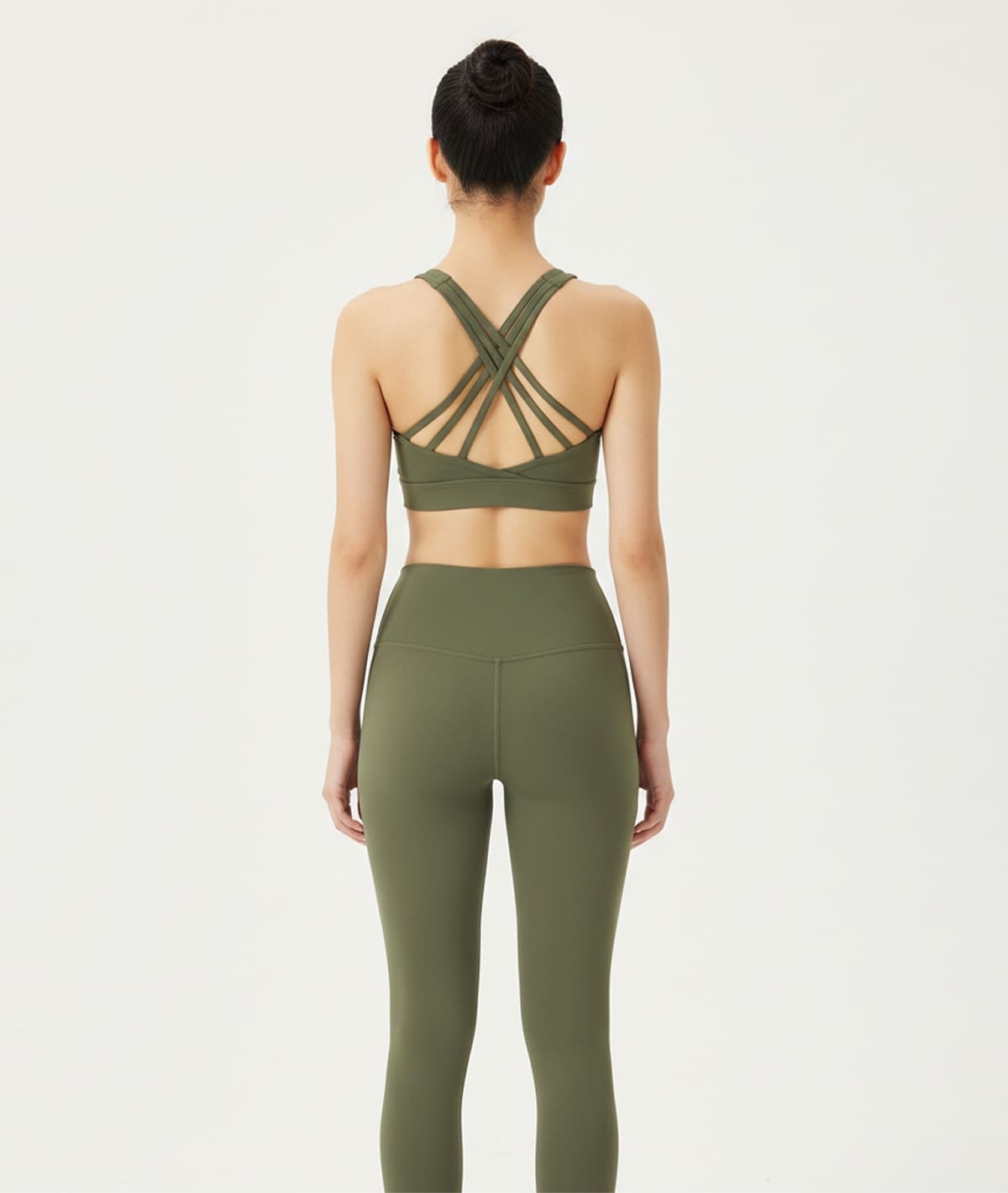 Women Solid Fit Olive Sports Bra - Image 4