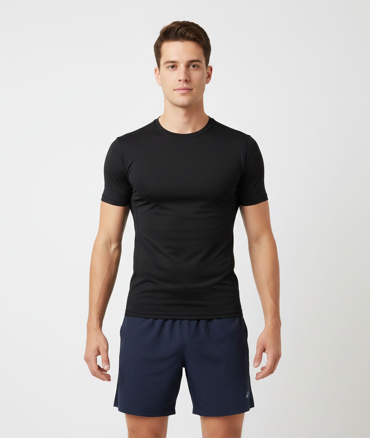 Men Solid Slim Fit Sports Blue Shorts - Image 2