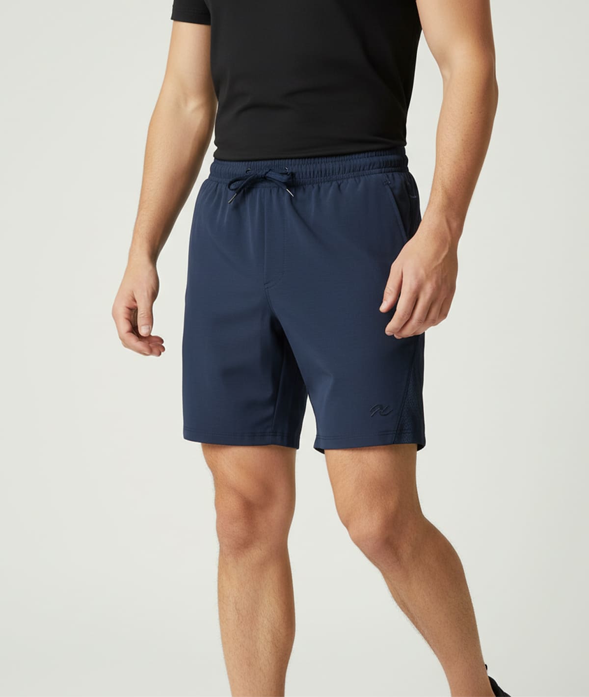 Men Solid Slim Fit Sports Blue Shorts - Image 3