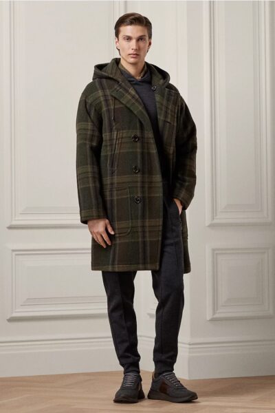 Plaid Wool-Blend Peacoat